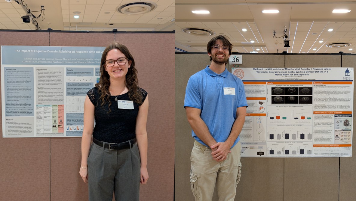 Addie Seiz (left) and Gavin Pfeiffer (right) with their posters